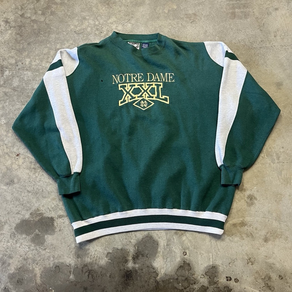 Wolf Notre Dame Sweatshirt Mens XL Green Rugby Fighting Irish VTG Crewneck